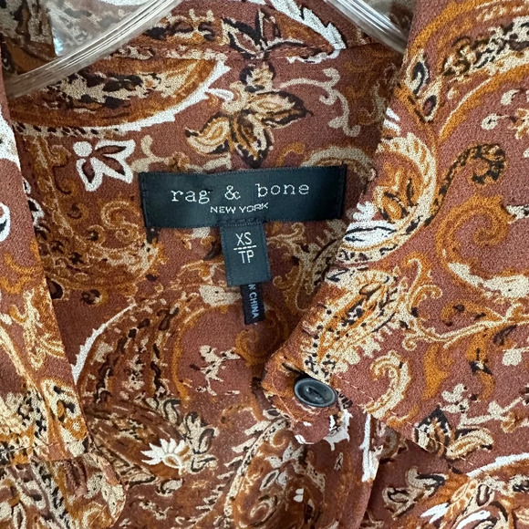 rag and bone Woman's Long Sleeve Antonia Blouse Size XS Brown/Multi gorgeous - Picture 4 of 7